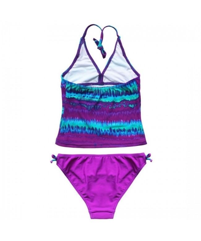 Big Girl's Youth Tie-Dye Swimwear Tankini Halter 2 Pieces Bathing Suit ...