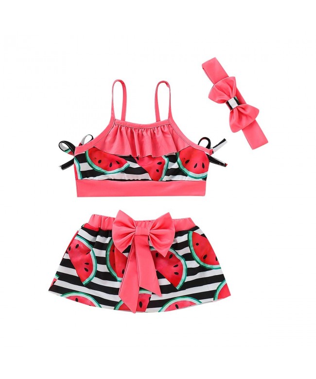 Toddler Baby Girl Swimsuits Watermelon Bowknot Skirt Swimwear 3Pcs ...