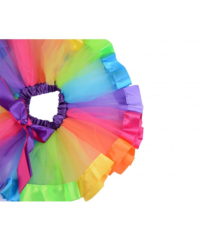 Girls Layered Ribbon Bow Rainbow Tutu Skirt Dance Ruffle Tiered Clubwear C412efl779n 