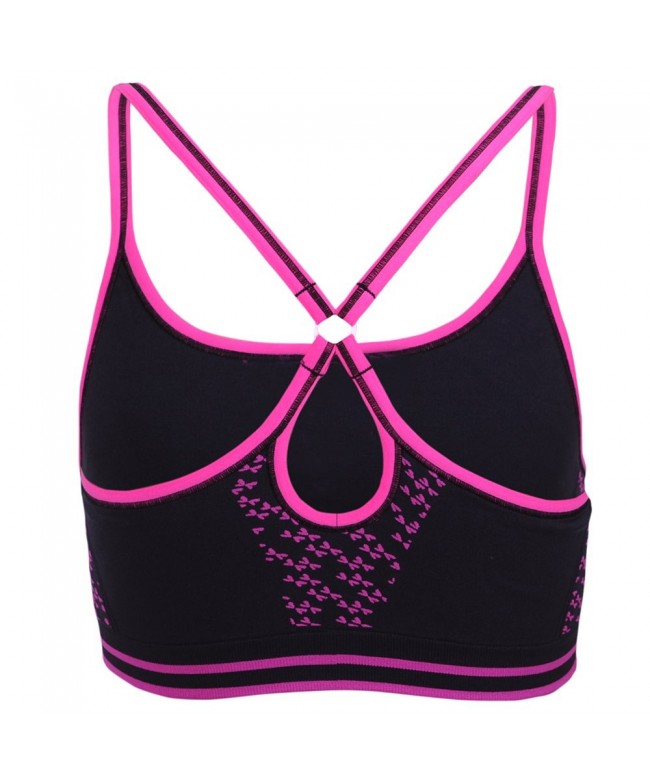 Girls' Seamless Keyhole Back Sports Bra - Black With Pink - CR11DMNLQ9D