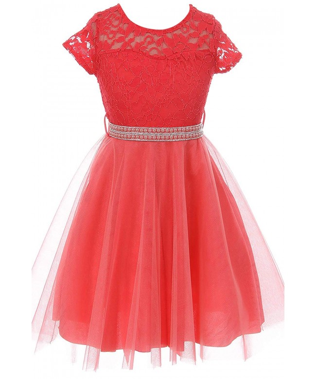 Elegant Floral Lace Top Tulle Pageant Party Flower Girl Dress 2-14 USA ...