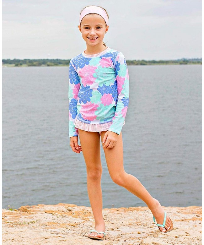 Little Girls Rash Guard 2 Piece Swimsuit Set Long Sleeve Bikini With   Little Girls Rash Guard 2 Piece Swimsuit Set Long Sleeve Bikini With Upf 50 Sun Protection Pastel Petals C3188ys83to 