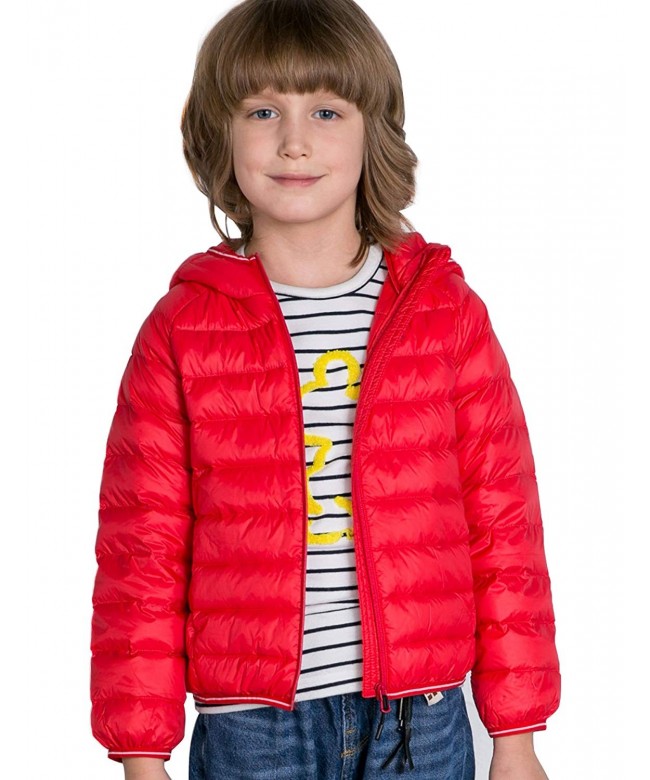 Kid's Ultralight Packable Hoodie Down Parka Jacket - Red-ld - CG1866Y3T27