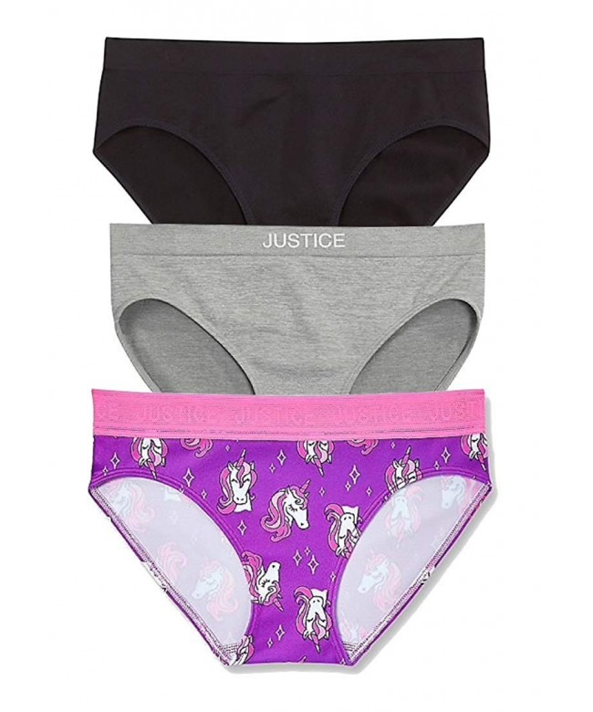 Justice Girls' Seamless Bikini Panty - Bundle of 3-Count Size 20/22 Plus -  Smoke Unicorn Black - CH18NGQ2WH3