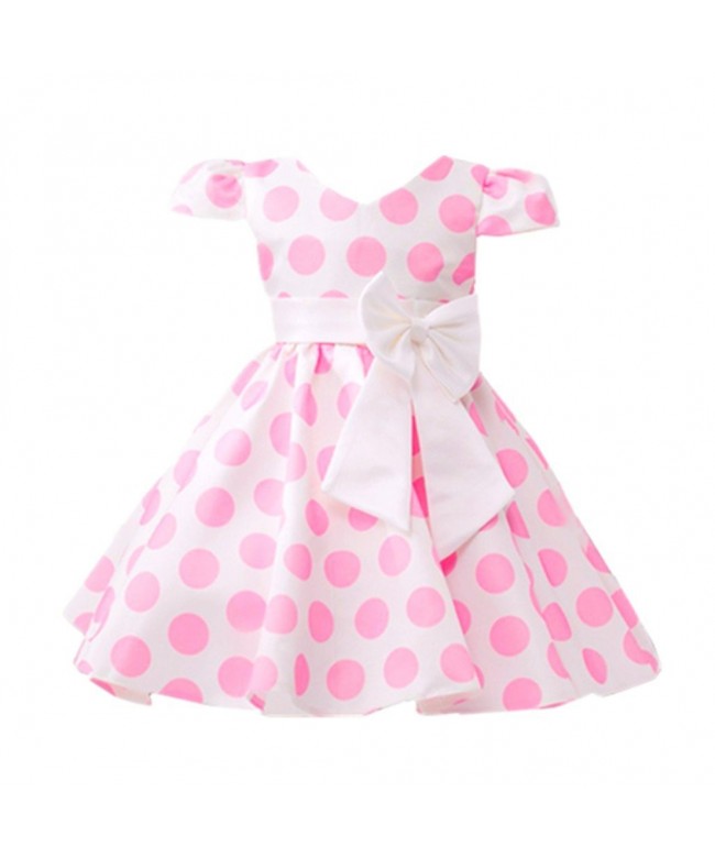 Toddlers Polka Dot Skirt Cap Sleeves Flowers Girl Vintage Bow Dress ...