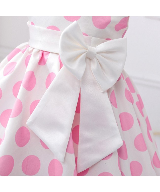 Toddlers Polka Dot Skirt Cap Sleeves Flowers Girl Vintage Bow Dress ...