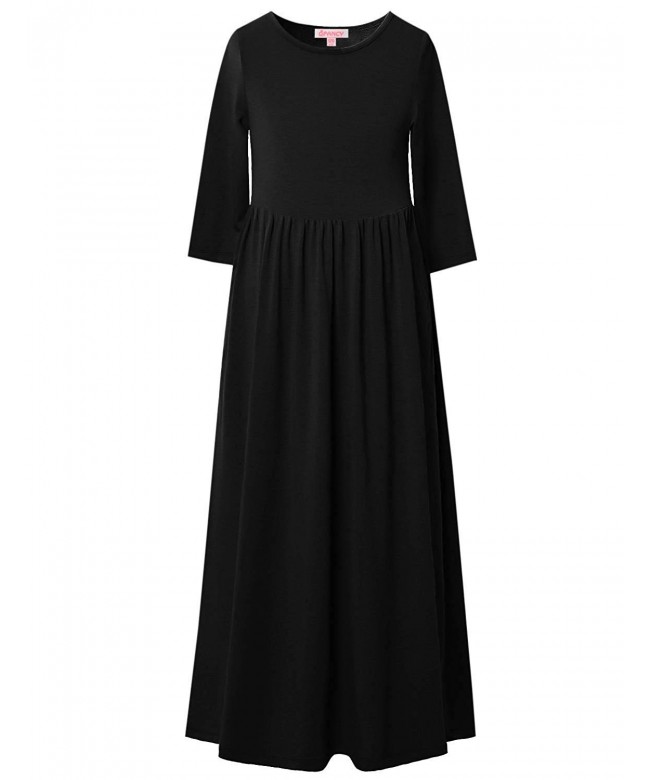 Maxi Dresses for Girls 3/4 Sleeve Long Dress Church Party with Pockets ...