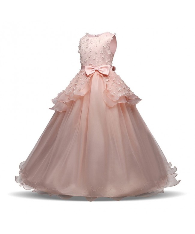 Girls Kids Embroidery Princess Wedding Pageant Dress Prom Ball Gown ...