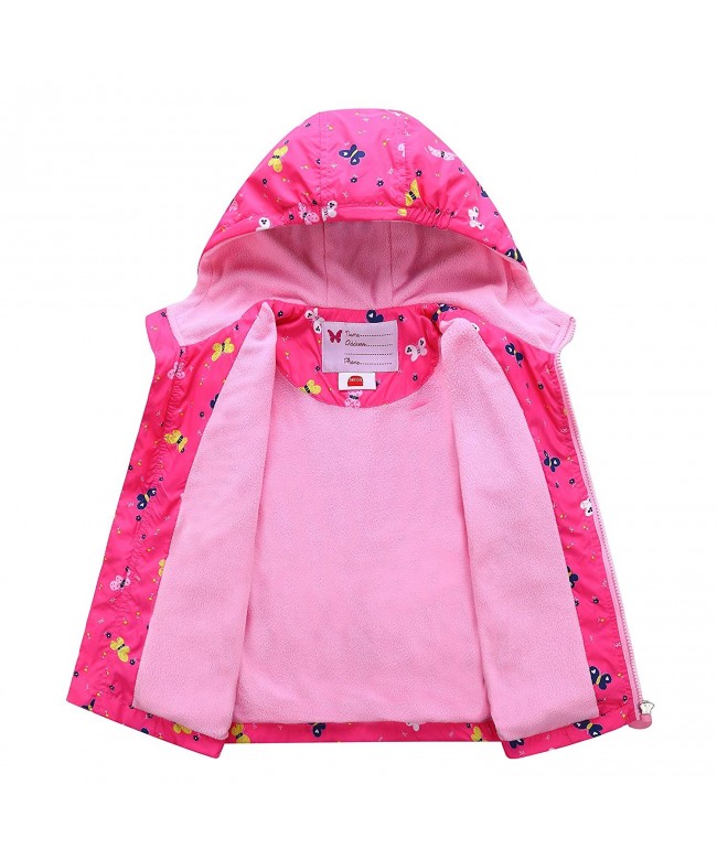 Girls Fleece Lined Windproof Jacket with Hood Winter Outerwear Size 3 ...