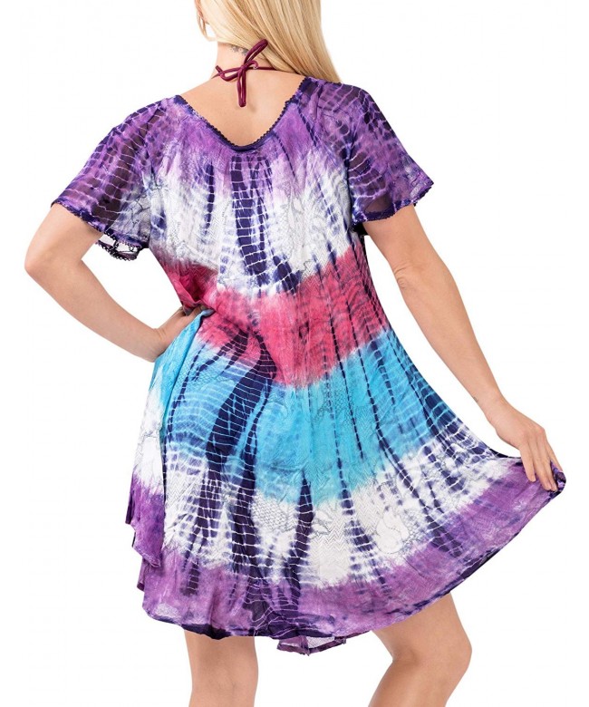 Women Hawaiian Cover ups Maxi Tunic Loose Summer Beach Dress Tie Dye ...