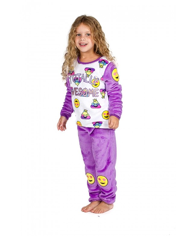 Current Mood Girls Emoji Fleece Top & Pajama Pant Set Purple - CE18IHKKOGN