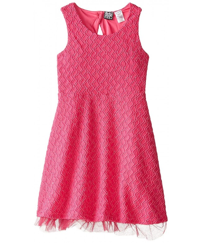 Rose-Textured Knit Dress - Bright Pink - CI1211DC1TJ