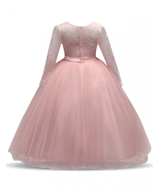 Girl Lace Tulle Floor Length Bridesmaid Dance Ball Gown Dress for 5-14 ...