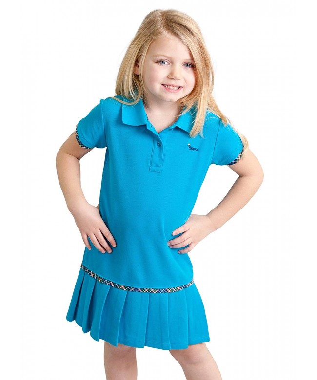 Toddler Girls' Teal Blue Pleated Polo Dress - 100% Pima Cotton Tennis ...