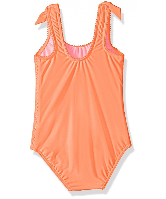 Girls' Tie Shoulder Tank One Piece Swimsuit - Peach Pearl - CH18CDGLM8D