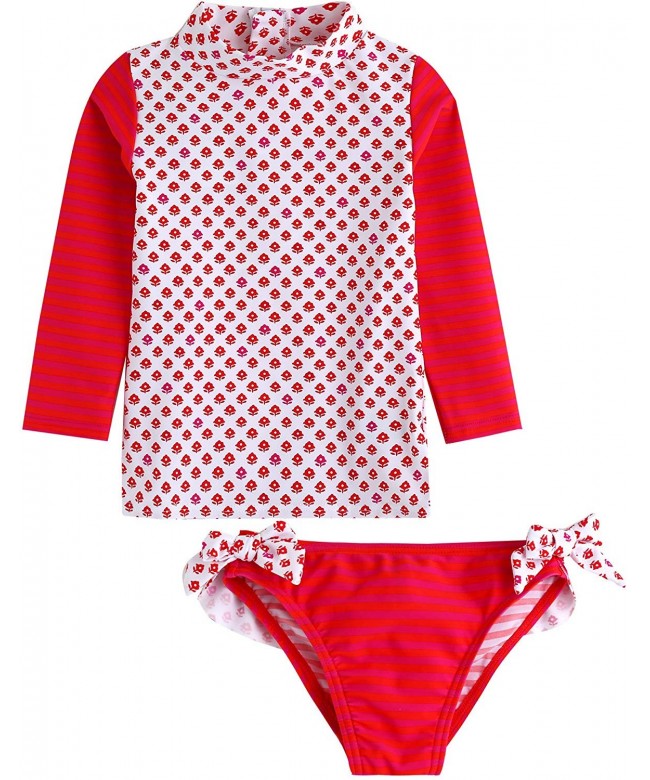 2T-7T Girls Rashguard Longsleeve 2pcs Swimsuit Big Star - Hula Red ...
