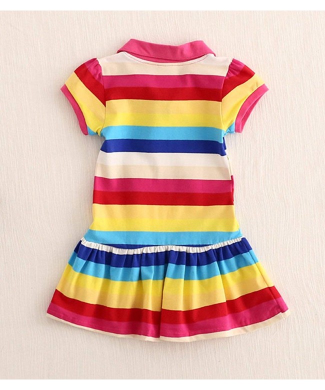 Little Girls' Summer Dress-lapel Rainbow Color 1-6t - Co11vubxwqj