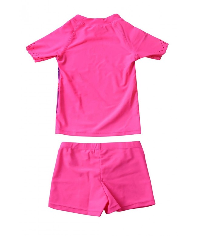Little Girls Beach Day Comfortable Shirt and Short Set Two Piece Pink ...