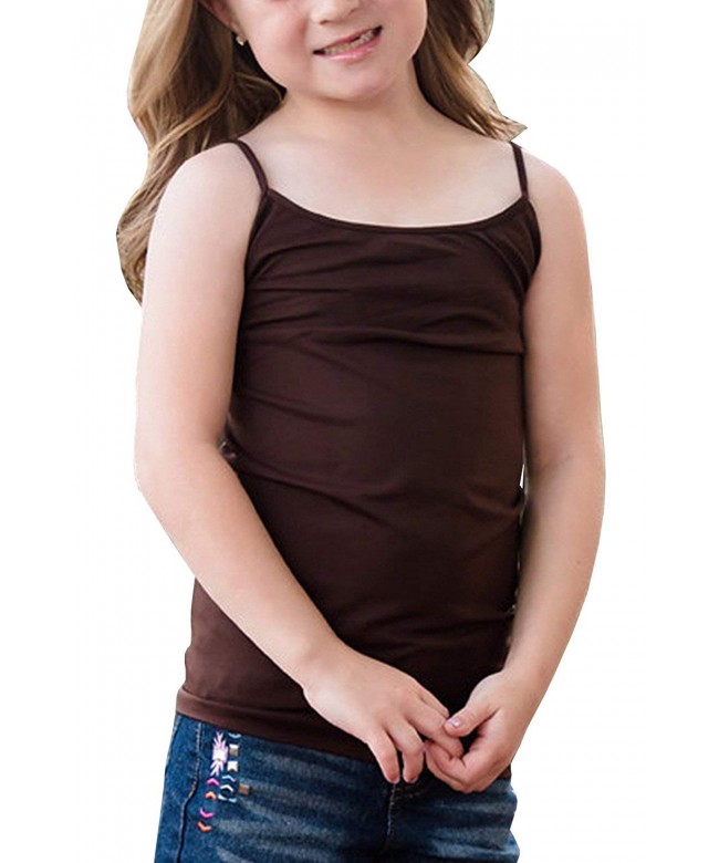Girls Spaghetti Strap Camisole Underwear Super Soft Sleeveless Tank Tops Sweatshirt Brown 0286