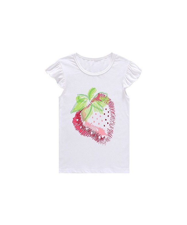 Girl's Strawberry Pajamas 100% Cotton PJS Sleepwear 2 Piece Clothes Set ...