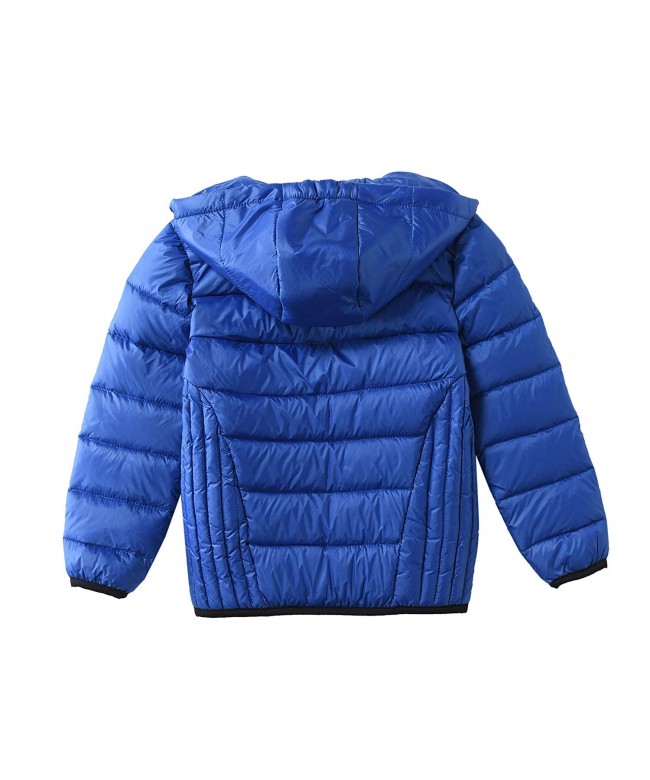 Boys Hoodie Lightweight Windproof Puffer Duck Down Jacket - Dark Blue ...