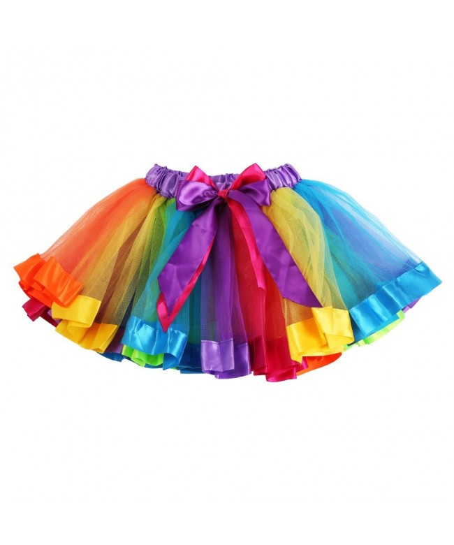 Girls Layered Rainbow Tutu Skirt Dancewear Tiered Ruffle Ballet Dance ...