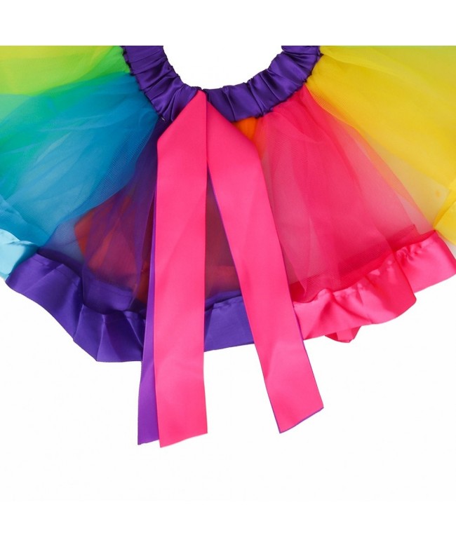 Girls Layered Rainbow Tutu Skirt Dancewear Tiered Ruffle Ballet Dance Dress With Bowknot 