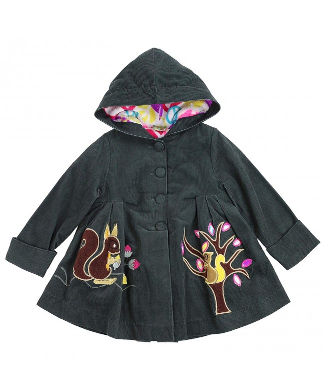 Toddlers and Girls (2-7/8) Squirrel Buddies Corduroy Hooded Swing Coat ...