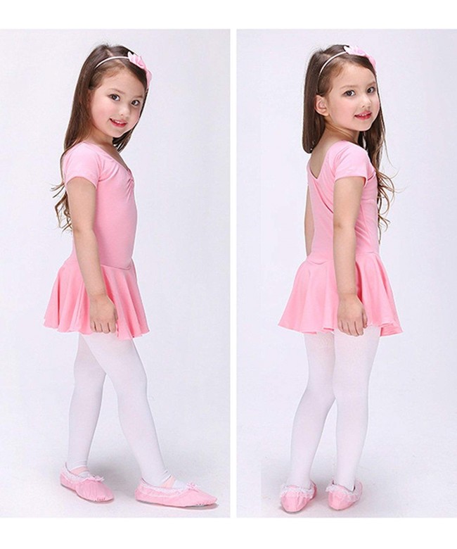 Girls Skirted Leotard For Ballet Dance Short Sleeve Pink C41808riu6g 