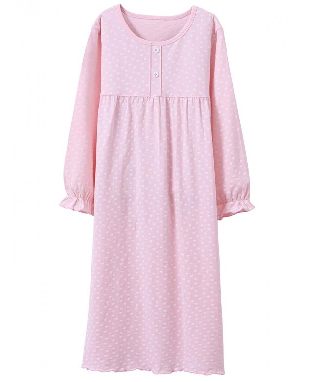 Princess Nightgown Sleepwear Nightwear - Long Sleeve Pink - C718KGUTNSL