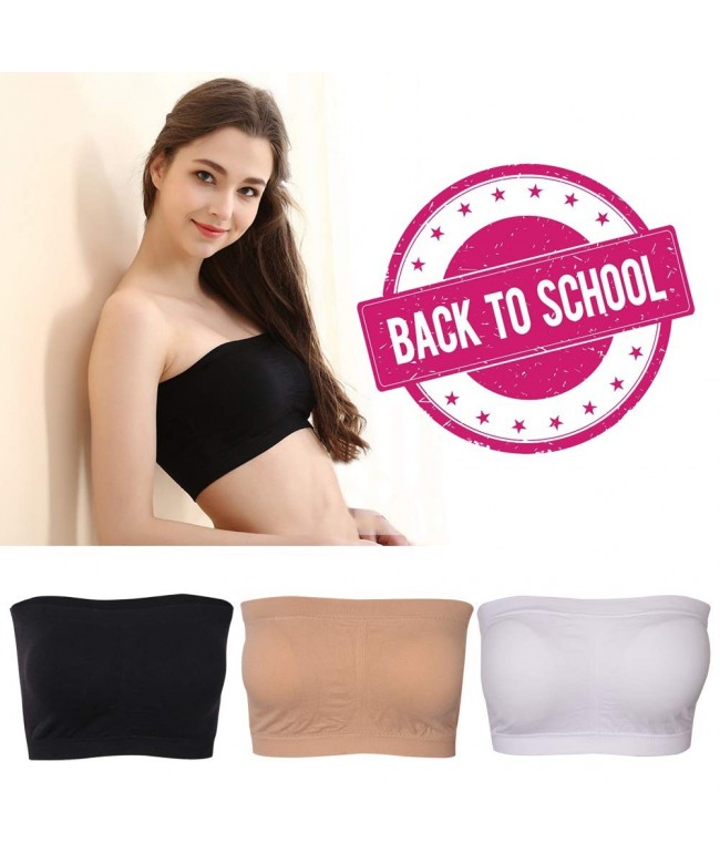 Womens Padded Strapless Bra Basic Wire Free Stretch Seamless Bandeau