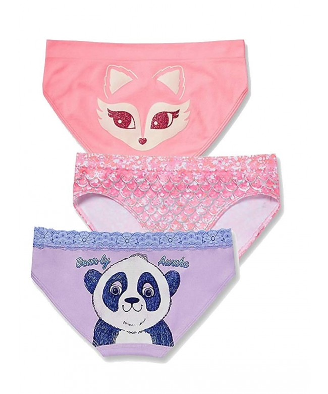 Justice Girls' Seamless Bikini Panty - Bundle of 3-Count Size 8/10 - Bear  Fox Pink Mermaid - C518LHHH80H
