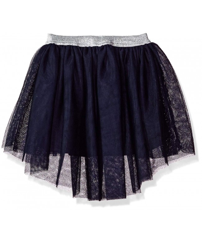 Girls' Little Pretty Kitty High-Low Netting Skirt - Navy - C217Z2GQ33C
