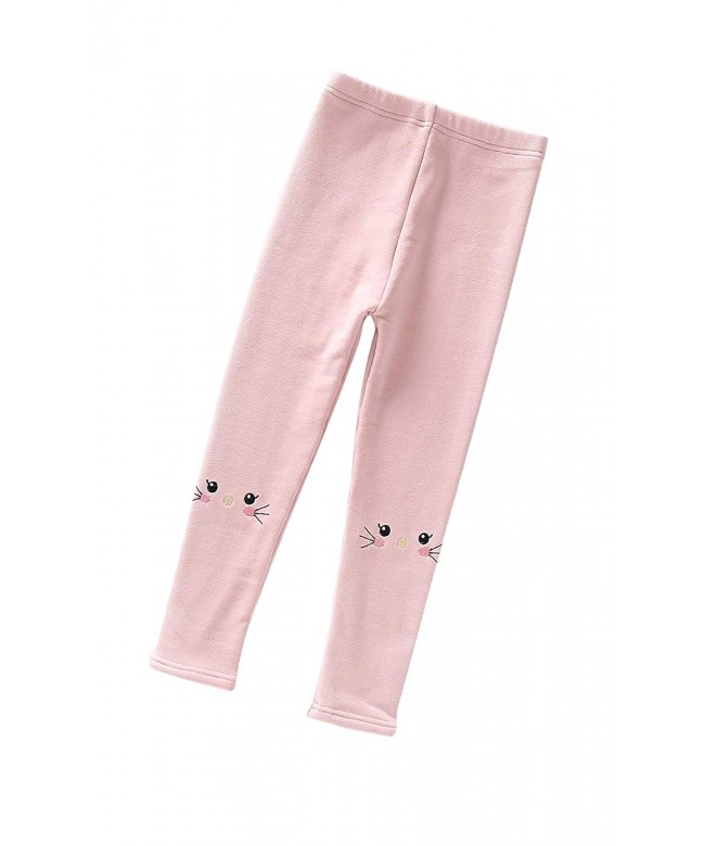 Winter Girls Cotton Fleece Lined Leggings Pants - Pink - C818L2HXIWN