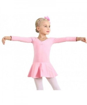 Girl's Classic Long Sleeve Back Bowknot Dress Gymnastics Dance Leotard ...