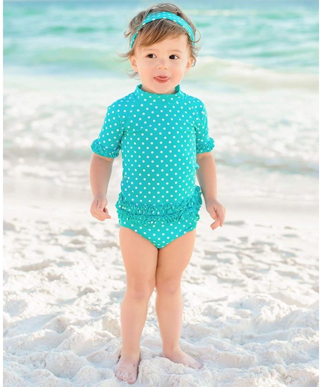 Little Girls Rash Guard 2-Piece Swimsuit Set - Polka Dot Bikini with ...