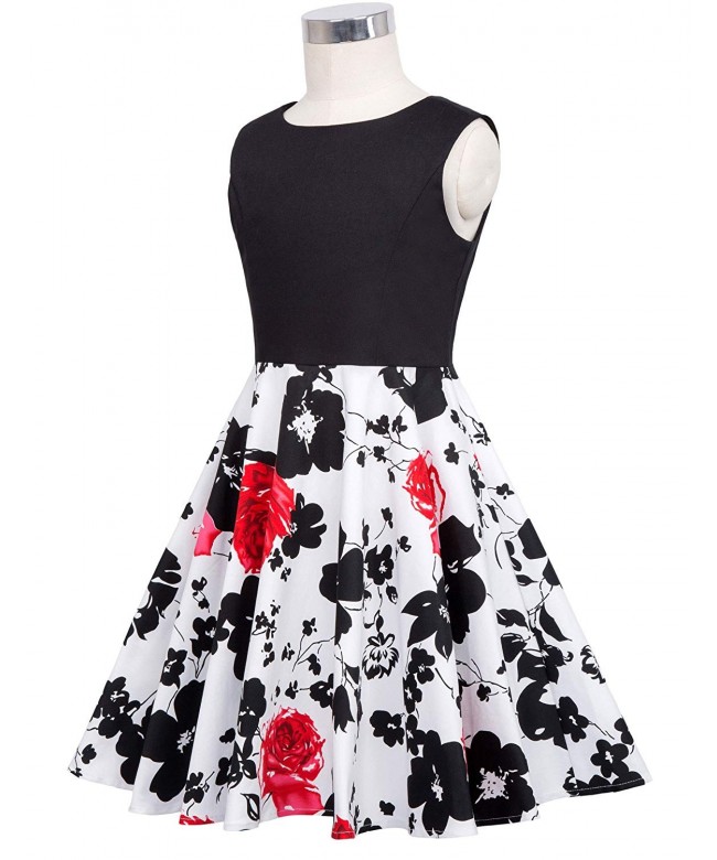 Girls Pleated Print Cotton A-Line Skirts Dresses - Cl600-3 - C6186E32QEH