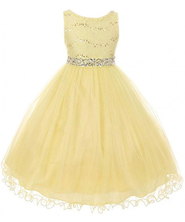 Glitters Sequin Double Layer Flower Girl Dress Rhinestones Sash ...