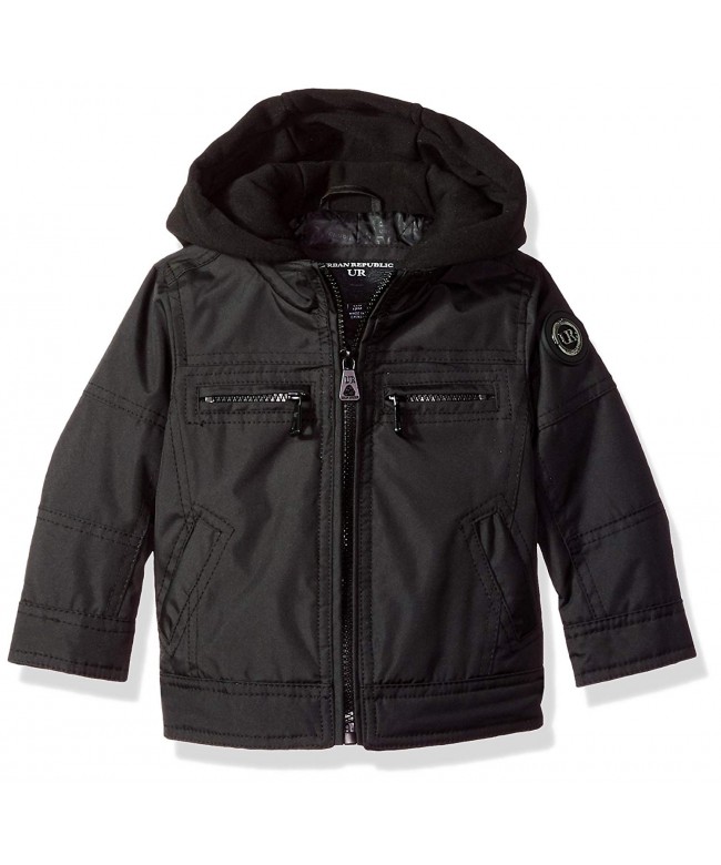 Baby Boys Ballistic Jacket Melange Sleeve - Black - CJ188O9ZN4A