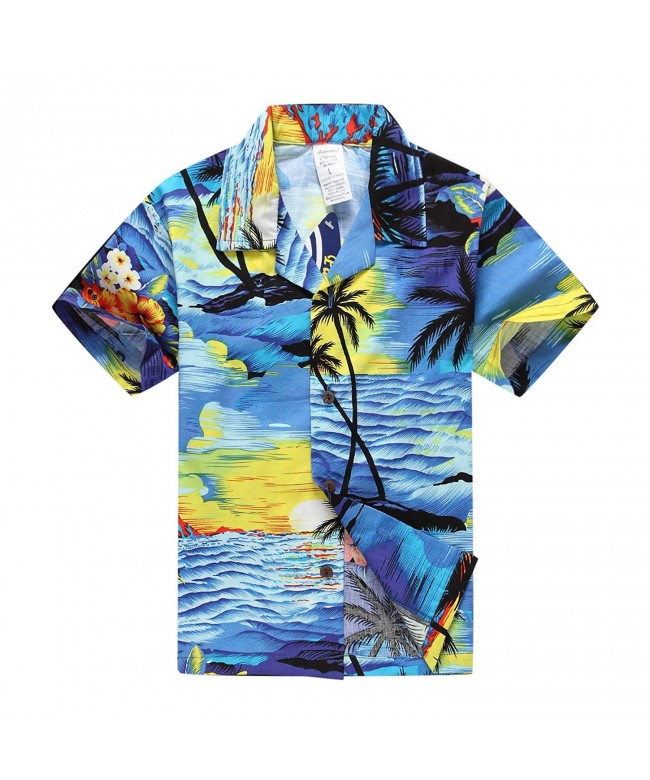 Boy Hawaiian Aloha Luau Shirt and Shorts 2 Piece Cabana Set in Blue ...