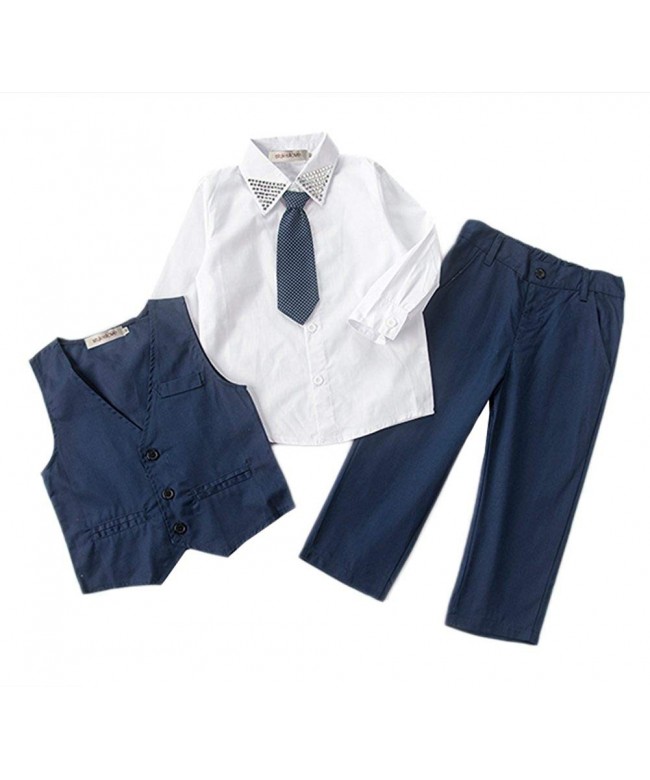 Young Kids Chic Navy Rhinestone Studs 4-pc Kids Boy Gentlemen Formal ...