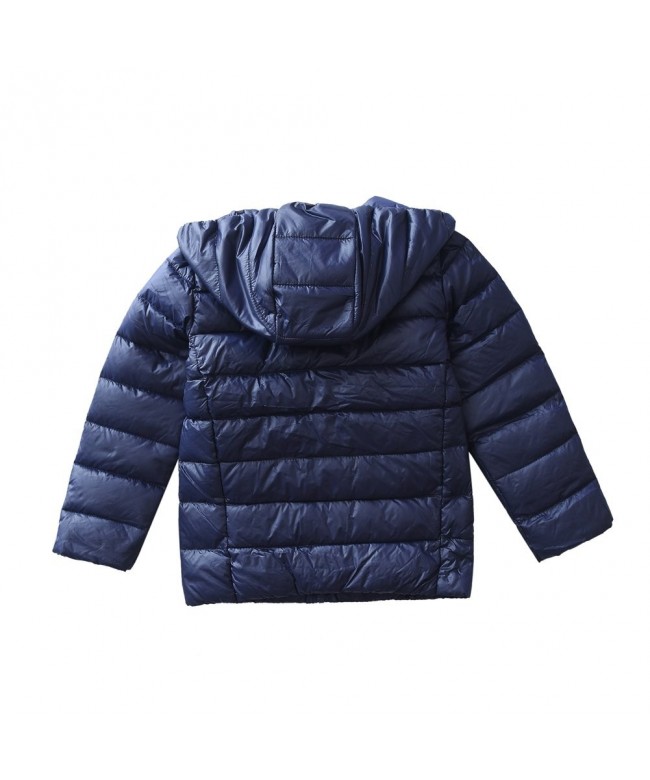 Boys & Girls Ultralight Windproof Hooded Down Puffer Jacket - Navy ...