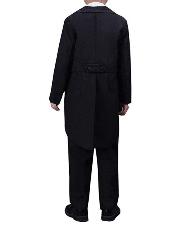 Boys Black/White 5 Pieces Tuxedo Suits with Tail Tailcoat Vest Pants ...