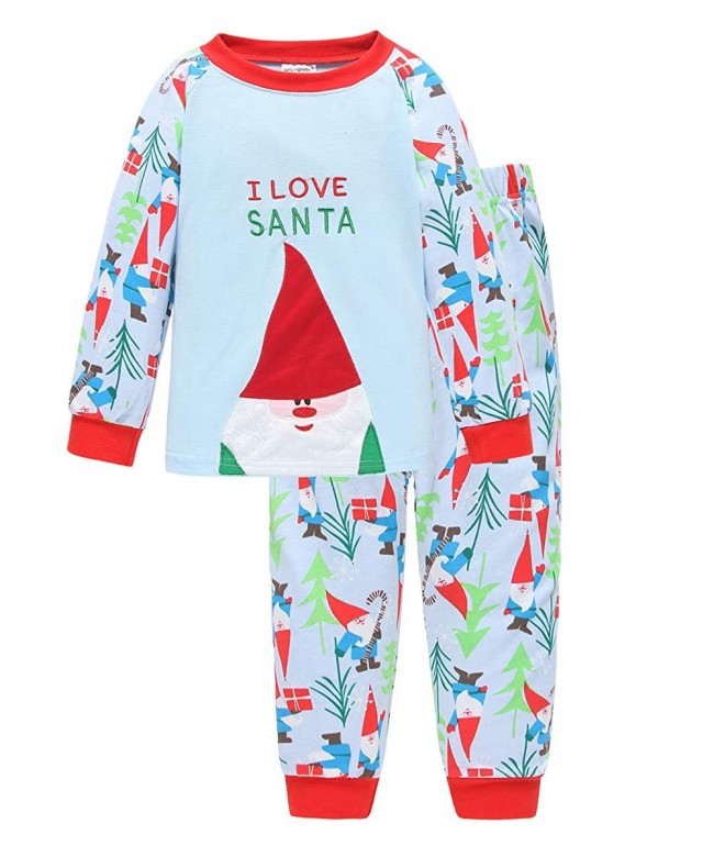 Santa Claus Christmas Pajamas Long Sleeve 100% Cotton Sleepwear Clothes ...