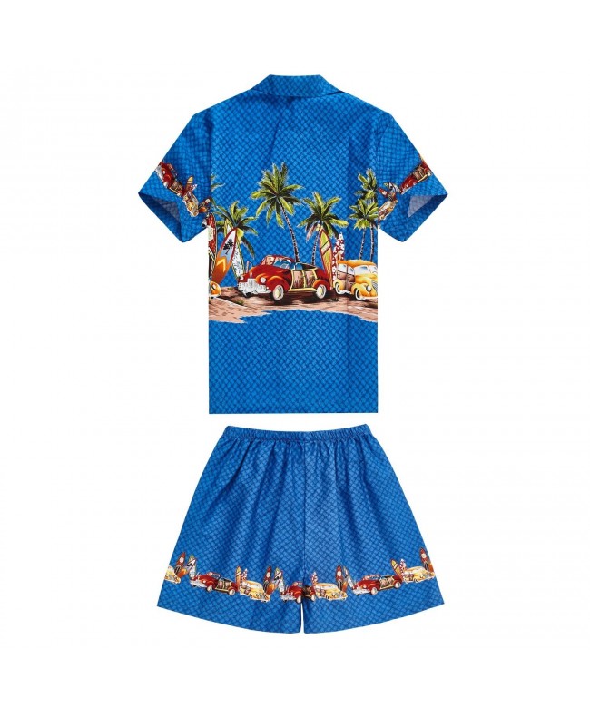 Boy Hawaiian Aloha Luau Shirt and Shorts 2 Piece Cabana Set in Blue ...