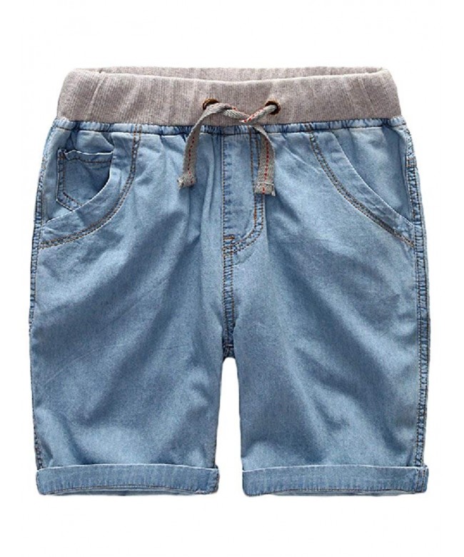 Boys Denim Jeans Washed Pull-On Shorts - Light Blue - CV18CMNWHXZ