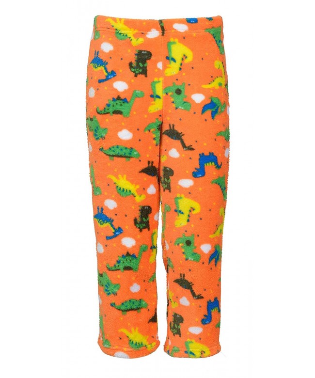 Boys Polar Fleece 2-Pocket Printed Pajama Pants - Orange Dinosaurs ...