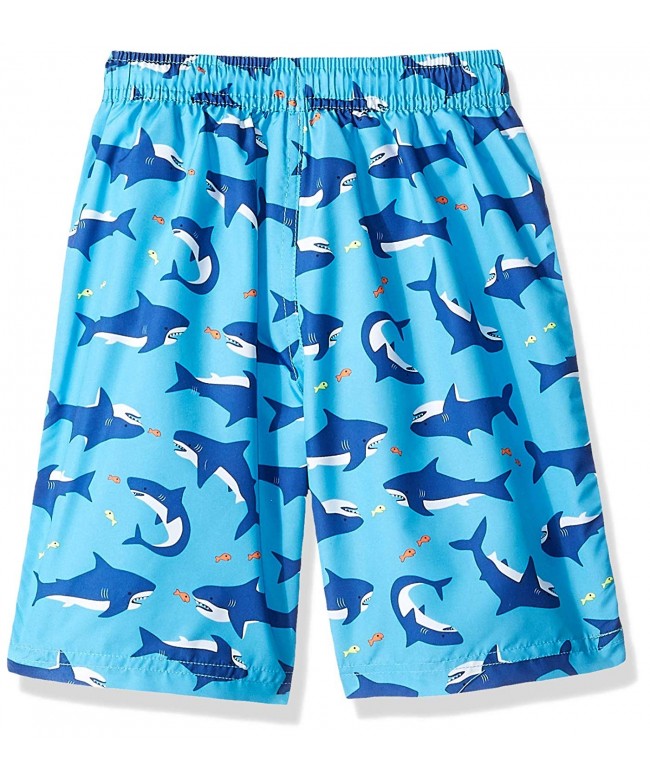 Little Boys' Printed Swim Trunks - Royal Blue - C318GL0NS3E