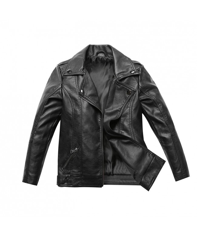 Boys Leather Jacket Fall Toddler Kids Zip Coats New Motorcycle Faux ...