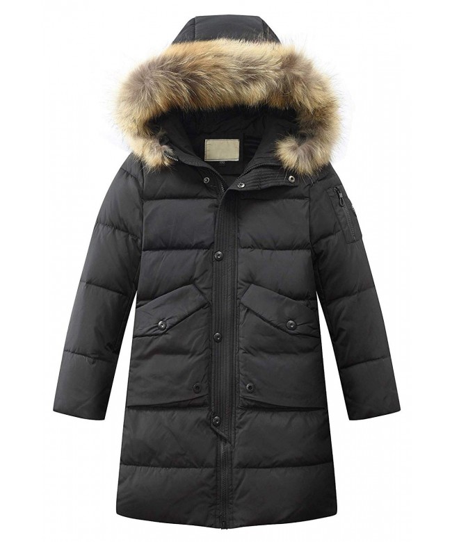 Toddler Hooded Winter Puffer Overcoat - Style D Animal Fur Black ...